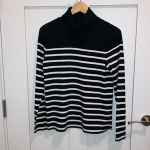 Women’s turtleneck. Long sleeves. Black with white stripes. Talbots.